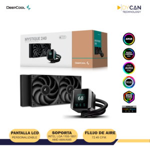 REFRIGERACIÓN LÍQUIDA DEEPCOOL MYSTIQUE 240, LCD 2.83", ARGB, 240MM, BOMBA 3400 RPM