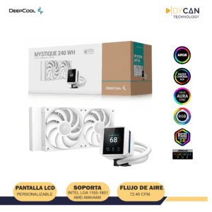REFRIGERACIÓN LÍQUIDA DEEPCOOL MYSTIQUE 240 WH, LCD 2.83", ARGB, 240MM, BOMBA 3400 RPM