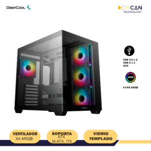 CASE DEEPCOOL CG530 4F WH, ATX, DOBLE CÁMARA, 4 ARGB, VIDRIO TEMPLADO