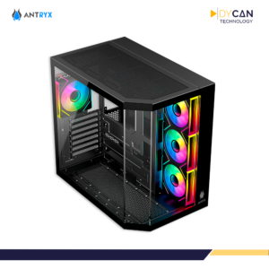 CASE GAMER ANTRYX FX-800 BLACK S/FUENTE, MID TOWER, TRIPLE VIDRIO TEMPLADO, 4 ARGB, BTF - Imagen 3