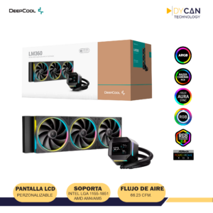 REFRIGERACIÓN LÍQUIDA DEEPCOOL LM360, 360MM, LCD 2.4", ARGB, BOMBA 3400 RPM