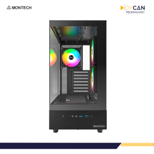 CASE MONTECH XR BLACK S/FUENTE, MID TOWER, ATX, 3 VENTILADORES ARGB - Imagen 3